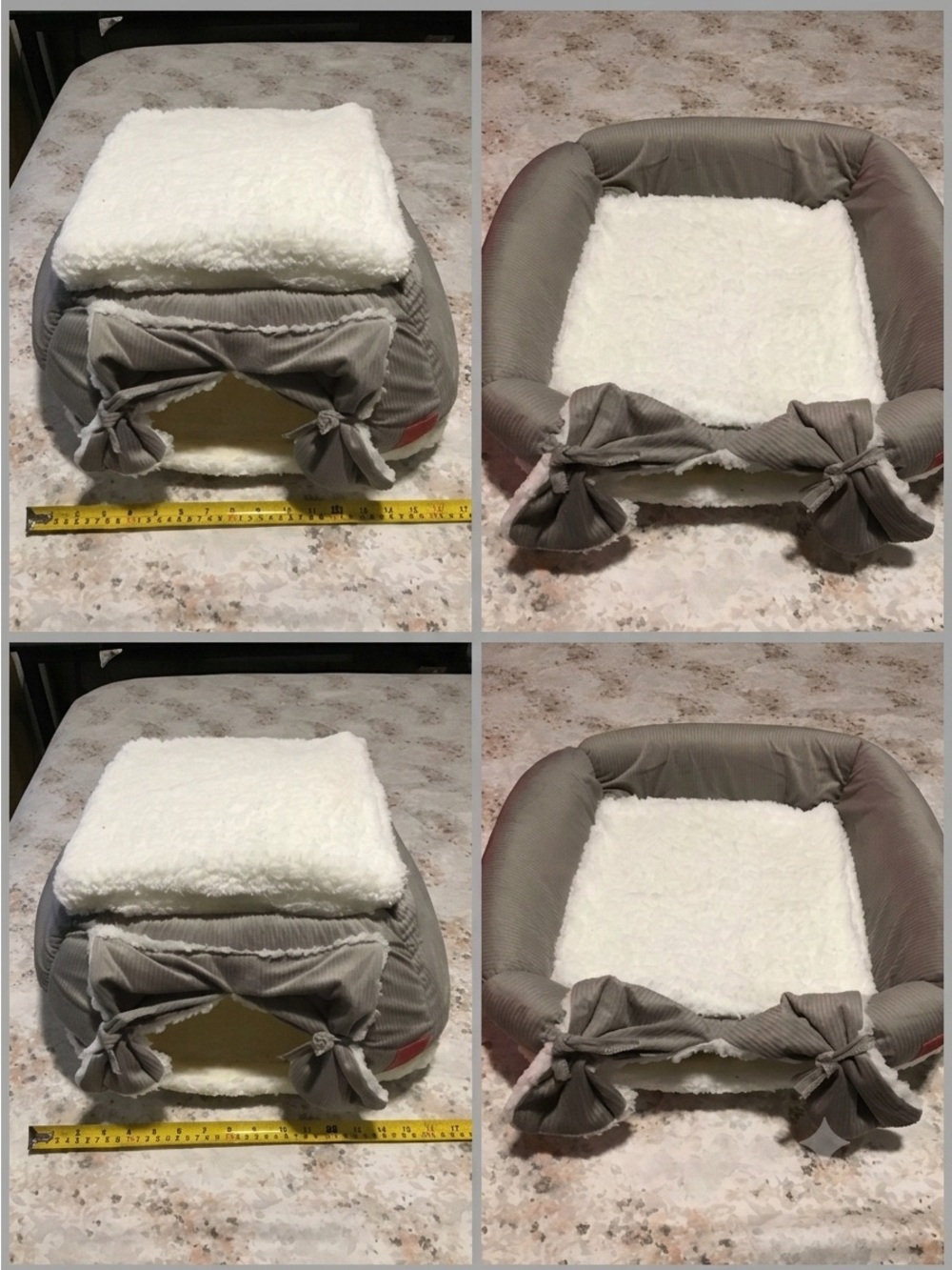Cozy Reversible Pet Bed in Gray and White - Plush Removable Cushion